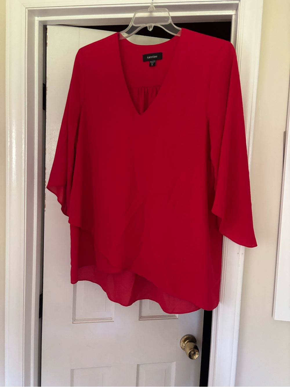 Karen Kane Bright Red Flowing Blouse